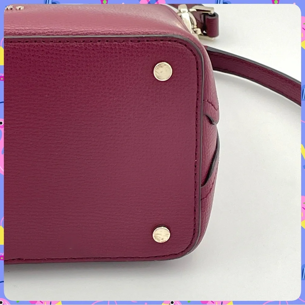 KATE SPADE Darcy Satchel Bucket Crossbody Bag Blackberry Burgundy Leather Purse